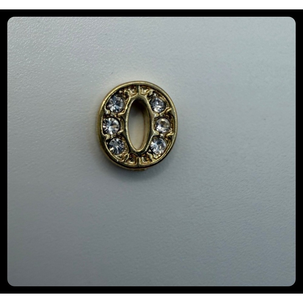 Origami Owl Floating Locket Charm Number 0 Gold Womens Small Gold Crystal Jewel
